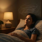 Person lying awake at night struggling with anxiety and sleep problems