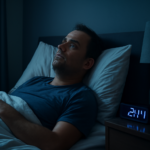 Adult lying awake at night due to chronic stress and sleep problems
