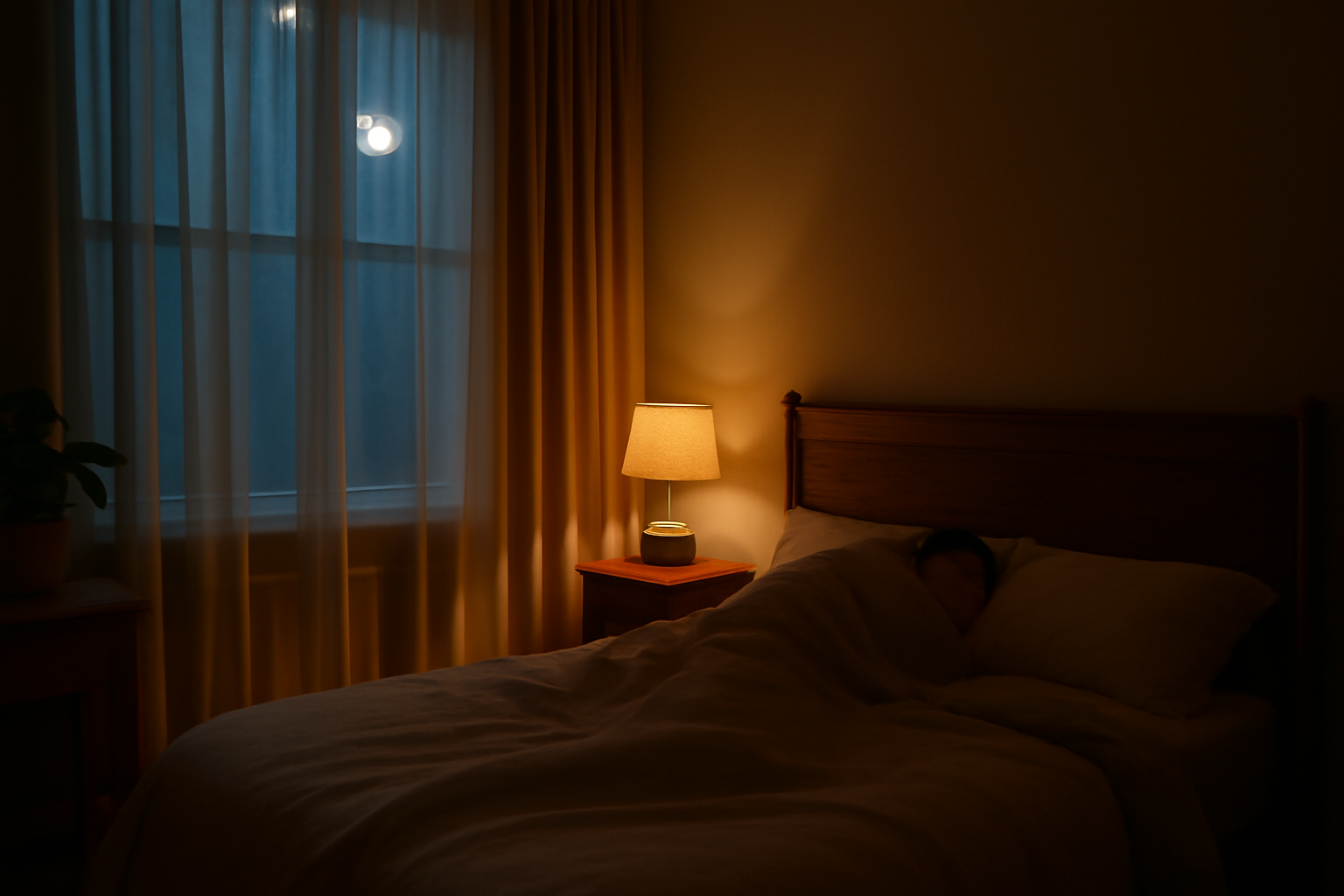 Person sleeping peacefully in a cozy bedroom representing the connection between quality sleep and mental health