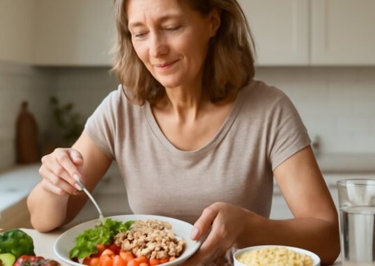 Woman in her 40s preparing a balanced meal to keep blood sugar levels healthy naturally