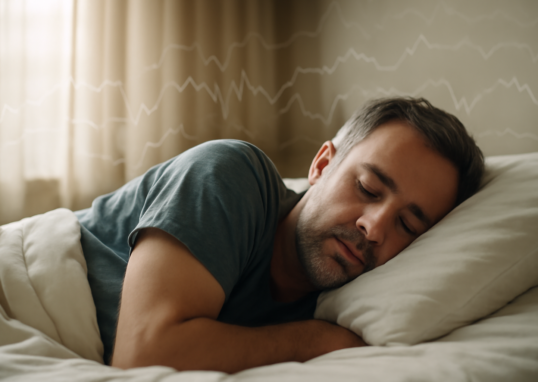 Adult sleeping peacefully representing sleep and emotional regulation