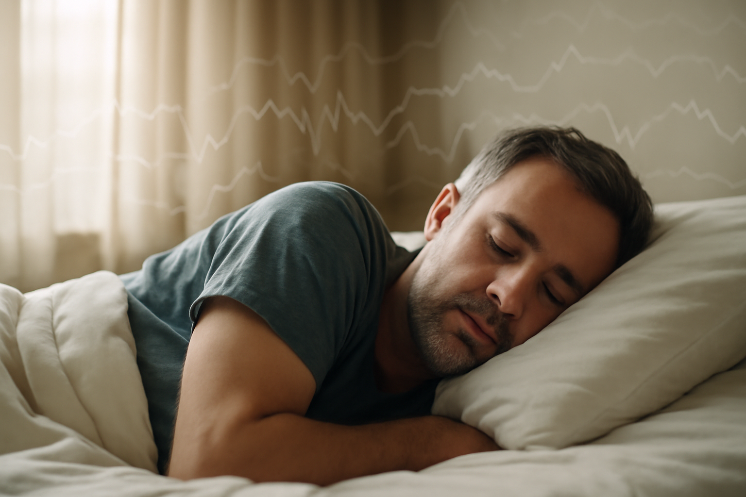 Adult sleeping peacefully representing sleep and emotional regulation